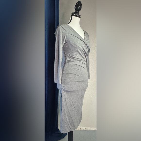 Diane Von Furstenberg DVF “Bentley” Grey Ruched Bodycon Dress | Size S - Picture 7 of 9